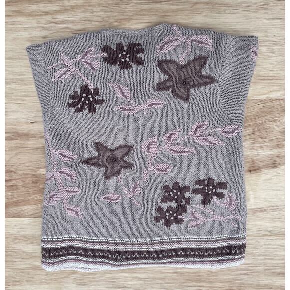 Eddie Bauer Legend Cardigan Sweater‎ Linen Blend Hand Knit Garden Floral Sz. S - Picture 5 of 5
